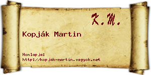 Kopják Martin névjegykártya