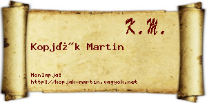 Kopják Martin névjegykártya